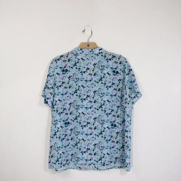 Talbots Floral Top New Women Short Sleeve Blouse V Neck Bow Shirt sz XL - Picture 9 of 11
